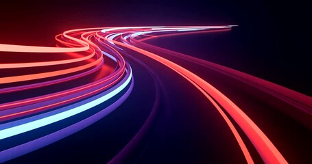 Wall Mural - abstract light trails in vibrant red and blue colors creating a dynamic motion effect on a dark back