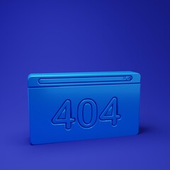 Wall Mural - blue page with a 404 error icon isolated on blue background. template reports that the page is not f