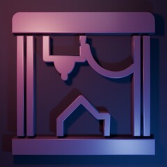 Wall Mural - purple 3d printer icon isolated on purple-blue background. minimalism concept. 3d render illustratio