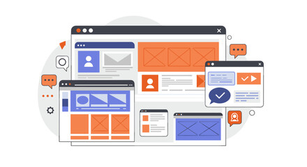 Wall Mural - modern website design concepts with responsive layouts in flat style vector illustration