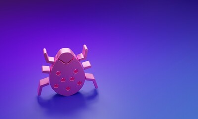 Wall Mural - pink system bug concept icon isolated on purple-blue background. code bug concept. bug in the system