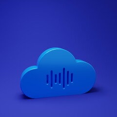 Wall Mural - blue music streaming service icon isolated on blue background. sound cloud computing, online media s