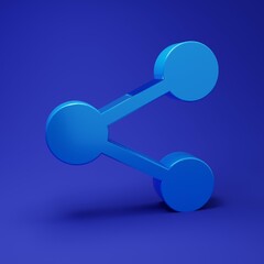 Wall Mural - blue share icon isolated on blue background. share, sharing, communication pictogram, social media, 