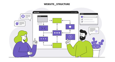 Website structure workflow diagram vector illustration - modern design for digital presentation