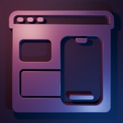 Wall Mural - Purple Software, web developer programming code icon isolated on purple-blue background. Javascript computer script random parts of program code. Minimalism concept. 3D render illustration