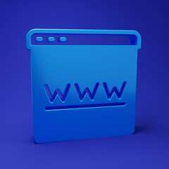 Wall Mural - blue browser window icon isolated on blue background. minimalism concept. 3d render illustration