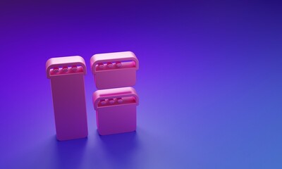 Wall Mural - pink browser window icon isolated on purple-blue background. minimalism concept. 3d render illustrat