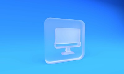 Wall Mural - frosted glass computer monitor screen icon isolated on blue background. electronic device. front vie