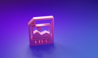 Wall Mural - pink tiff file document. download tiff button icon isolated on purple-blue background. tiff file sym