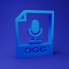 Wall Mural - blue ogg file document. download ogg button icon isolated on blue background. ogg file symbol. minim