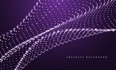 Wall Mural - abstract purple mesh particles wave curve overlap technology network digital background vector