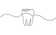 © APOURBO - Teeth continuous one line drawing and simple isolated outline vector design, Tooth continuous one line drawing, Single line art tooth icon. Vector illustration