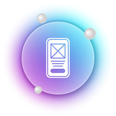 Wall Mural - White UI or UX design icon isolated on white background. Blue and purple gradient circle background. Vector