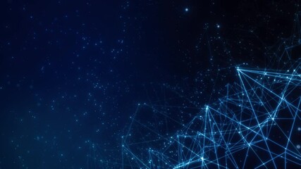 Digital technology background with glowing connected lines, futuristic mesh, and particle flow in a cyber grid design for AI system network, big data science, and coding presentations