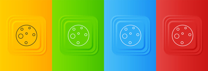 Wall Mural - white planet mars icon isolated on colorful background. set icons in square buttons. vector