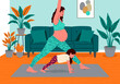 © Westend61 - Pregnant woman and child practicing yoga together at home