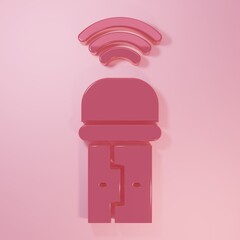 Wall Mural - pink usb wireless adapter icon isolated on pink background. minimalism concept. 3d render illustrati