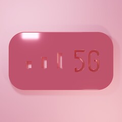 Wall Mural - pink 5g new wireless internet wifi connection icon isolated on pink background. global network high 