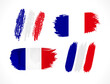 © koltukovs - Set of three color flags in brushstroke style. Creative artistic flag of France. Handdrawn graphic. Isolated elements. Holiday event, travel or business branding concept. Clothing or textile design.