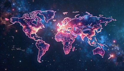 Wall Mural - cosmic world map a breathtaking nebula panorama across the vast expanse of space, perfect for scienc