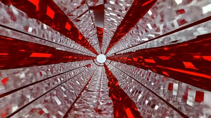 Wall Mural - a mesmerizing view of a red and silver abstract tunnel, creating a sense of depth and movement