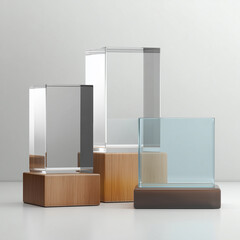 glass stand used to display products for advertising and selling products on transparent glass