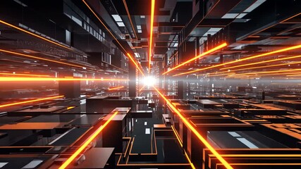 Wall Mural - futuristic digital landscape with glowing lines and geometric structures, showcasing technology and 