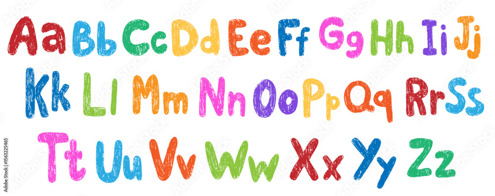 Crayon colorful kids alphabet, doodle funny playful font. Hand drawn ...