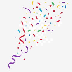 Wall Mural - colorful confetti and streamers fall against a transparent background, creating a festive and celebr