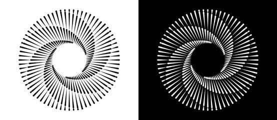 Wall Mural - abstract background with lines in circle. art design spiral as logo or icon. a black figure on a whi