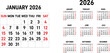 © Mouaad - calendar for year 2025 and 2026. simple minimal style calendar, week starting with sunday. printable vector illustration