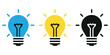© Hafidz Sources - Set of simple light bulb icon illustration vector design with different color. Innovation, concept, inspiration, creative thinking, notion, thought, conclusion, and problem solving.