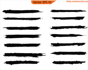 Wall Mural - Black line, grunge brush strokes, ink paint set, original design. Black ink line, grunge brush strokes, ink paint set. Paint splatter Paint stroke. 
