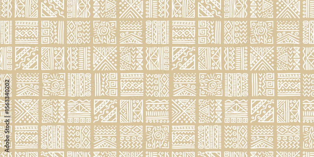 African Background Paper Hand drawn abstract seamless pattern, ethnic background, african style ...