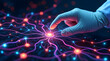 © Chromatic Pulse - A gloved hand interacts with a glowing neural network symbolizing scientific discovery and technological advancement in research