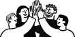 © annetdebar - Cheerful team high five celebration for success and unity