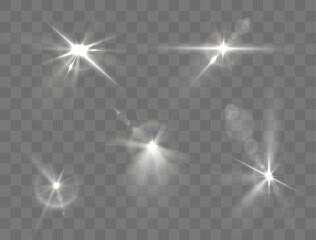 Wall Mural - png sun sparkle white background light flare beam lens glistering disco spotlight show neon ray shin