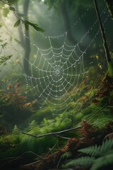 spider web with dew drops