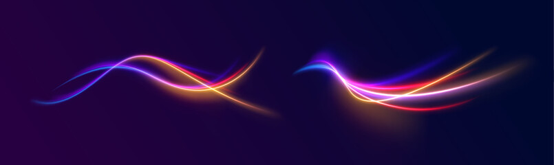 PNG abstract glowing neon light fast moving vibrant wave dynamic energy colourful pattern background design motion speed curving twisting line blue pink purple wallpaper power modernity

