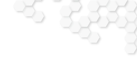 Wall Mural - Minimal white honeycomb hex pattern PNG for clean tech design background.