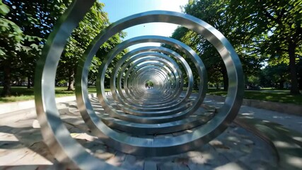 Wall Mural - Park Metal Ring Sculpture Landscape Park Spiral Art Installation