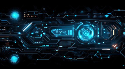 Wall Mural - Futuristic digital interface glowing on dark background