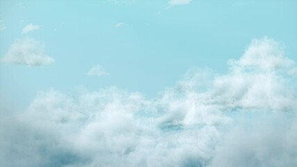 Wall Mural - Soft clouds with light shine floating gently on blue sky in seamless loop
