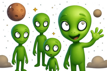 Wall Mural - playful alien adventure illustration for children's design in a simple style