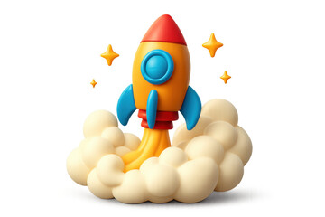 Wall Mural - rocket launch celebration illustration for space theme design in simple style