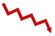 © Divya - Down fall trend red arrow graph, Red arrow chart graph in downward direction, concept of stock market fall, financial loss.