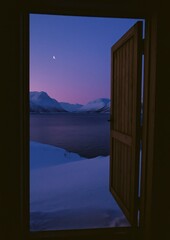 Wall Mural - serene twilight view through doorway.