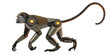 © RAFI - Detailed robotic monkey with glowing orange eyes and segmented tail isolated on transparent background