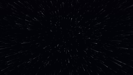 Wall Mural - Star space effect on black background. Tunnel effect. Flight into the space. 4K animation. Abstract black background. Traveling through star fields in space star burst light
