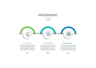 Wall Mural - Business infographic template. 3 Step timeline journey. Process diagram, Infographic elements vector illustration.